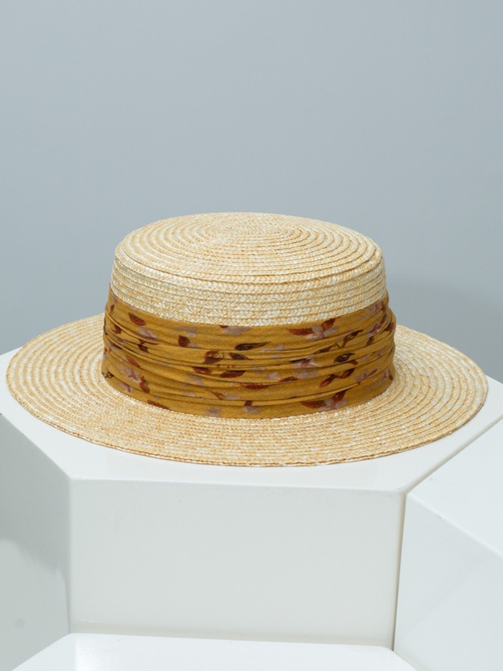 Ribbon Straw Boater Hat